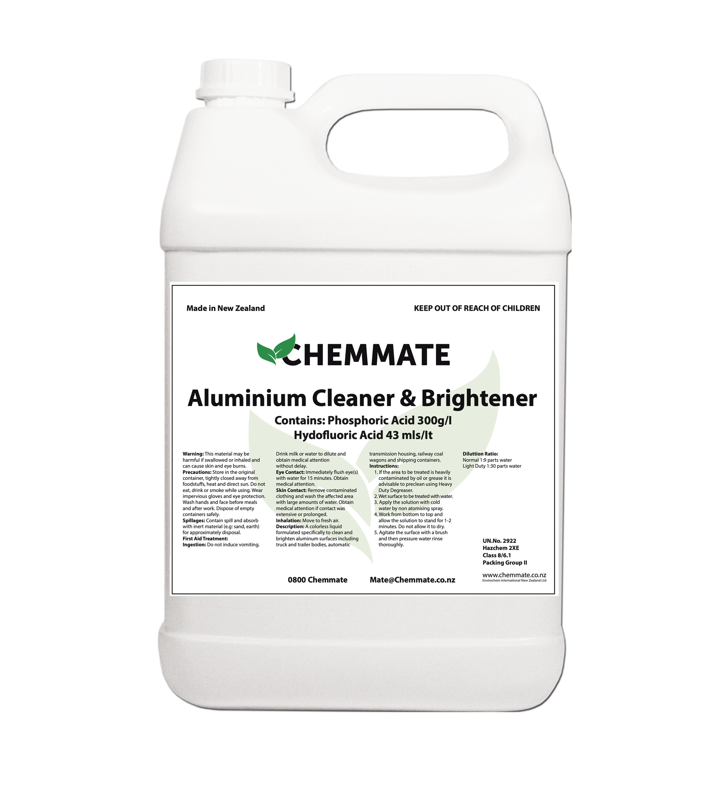 Aluminium Cleaner and Brightener 5L Bottle - Chemmate NZ