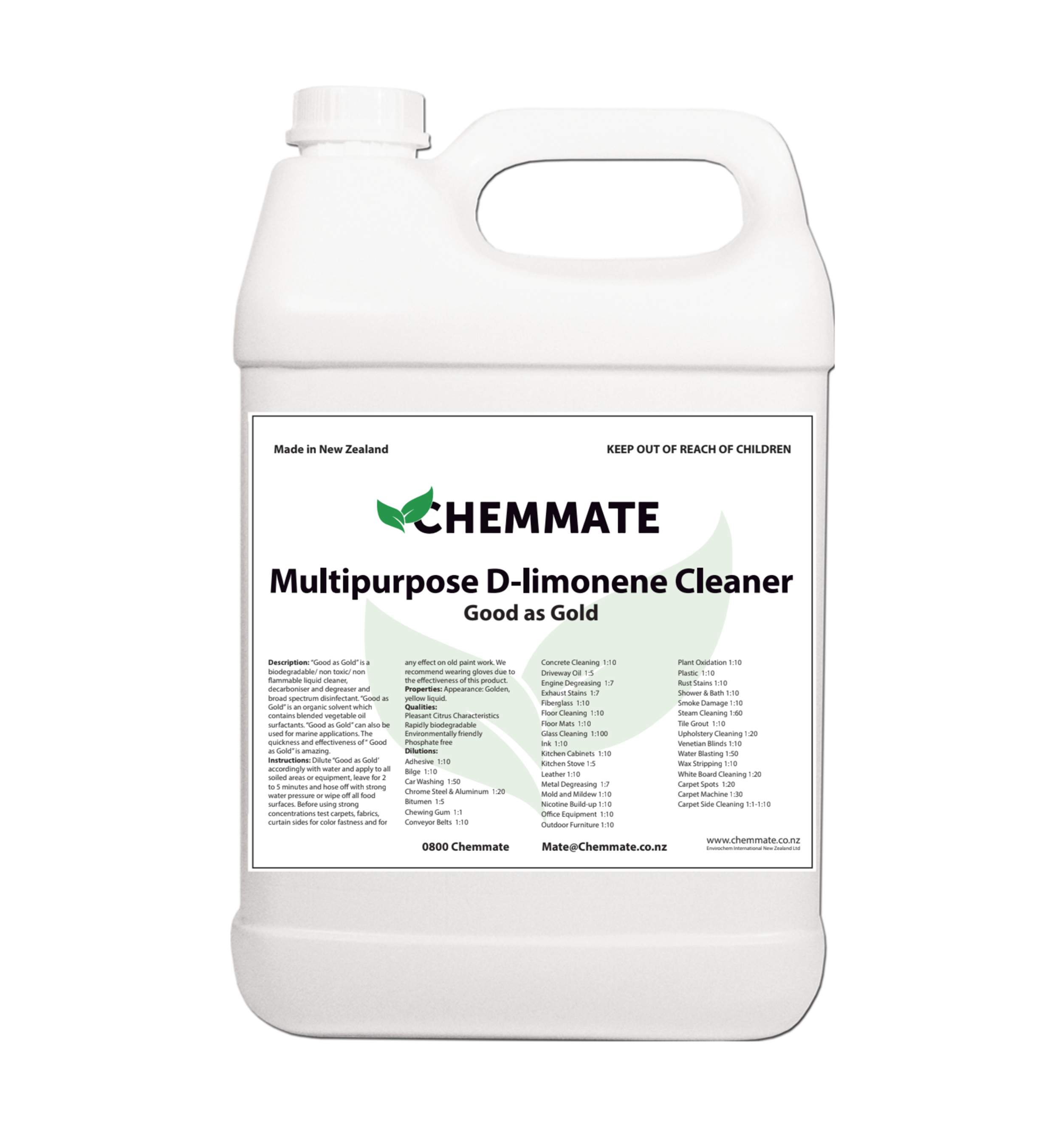 Good as Gold Biodegradable Cleaner Degreaser Disinfectant 5L - Chemmate NZ