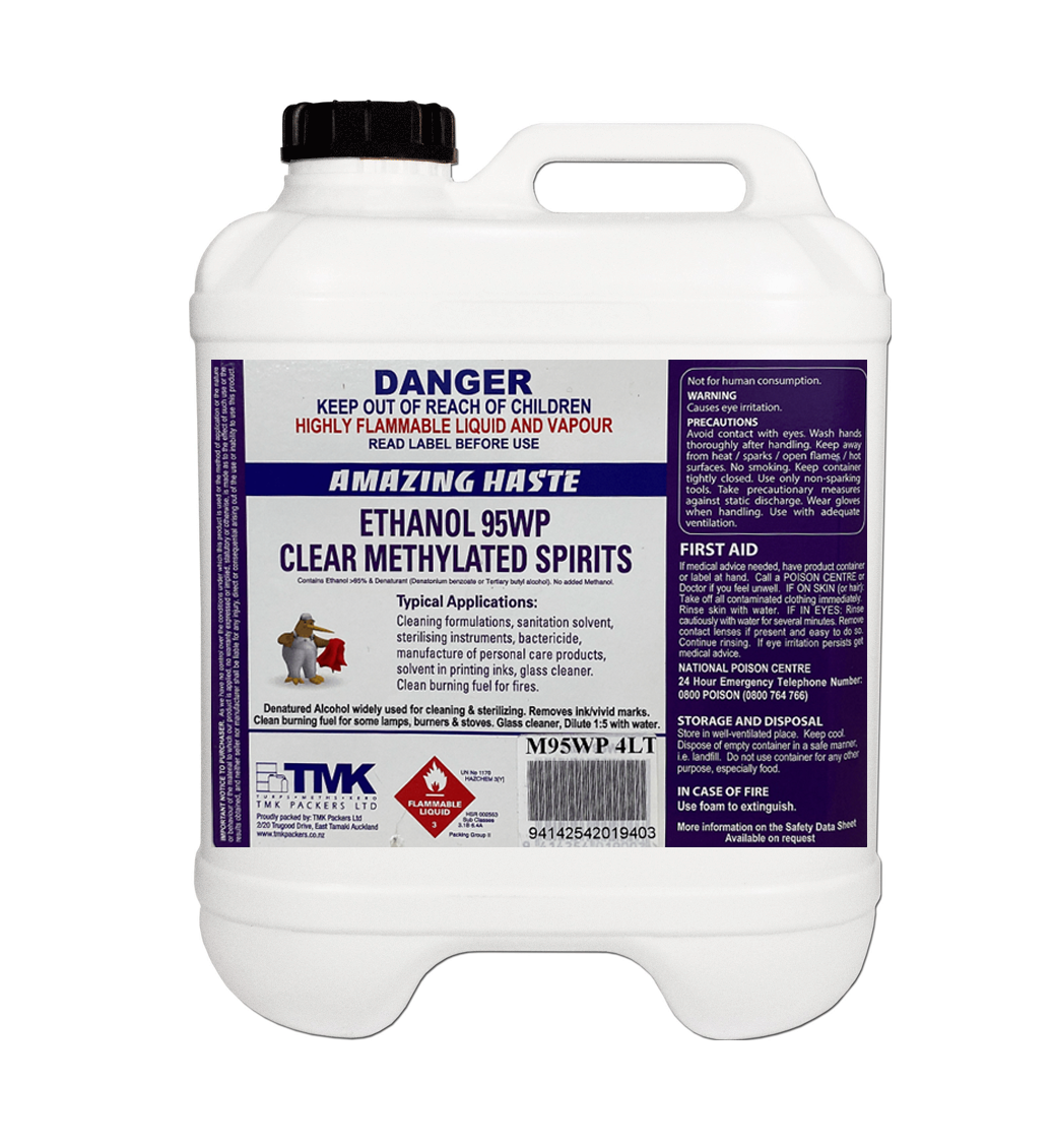 M95WP Clear Meths Denatured Ethanol Industrial Solvent 20L - Chemmate NZ