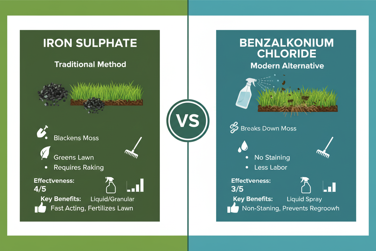 Iron Sulphate vs Benzalkonium Chloride for Moss in Lawns: Which is More Effective?