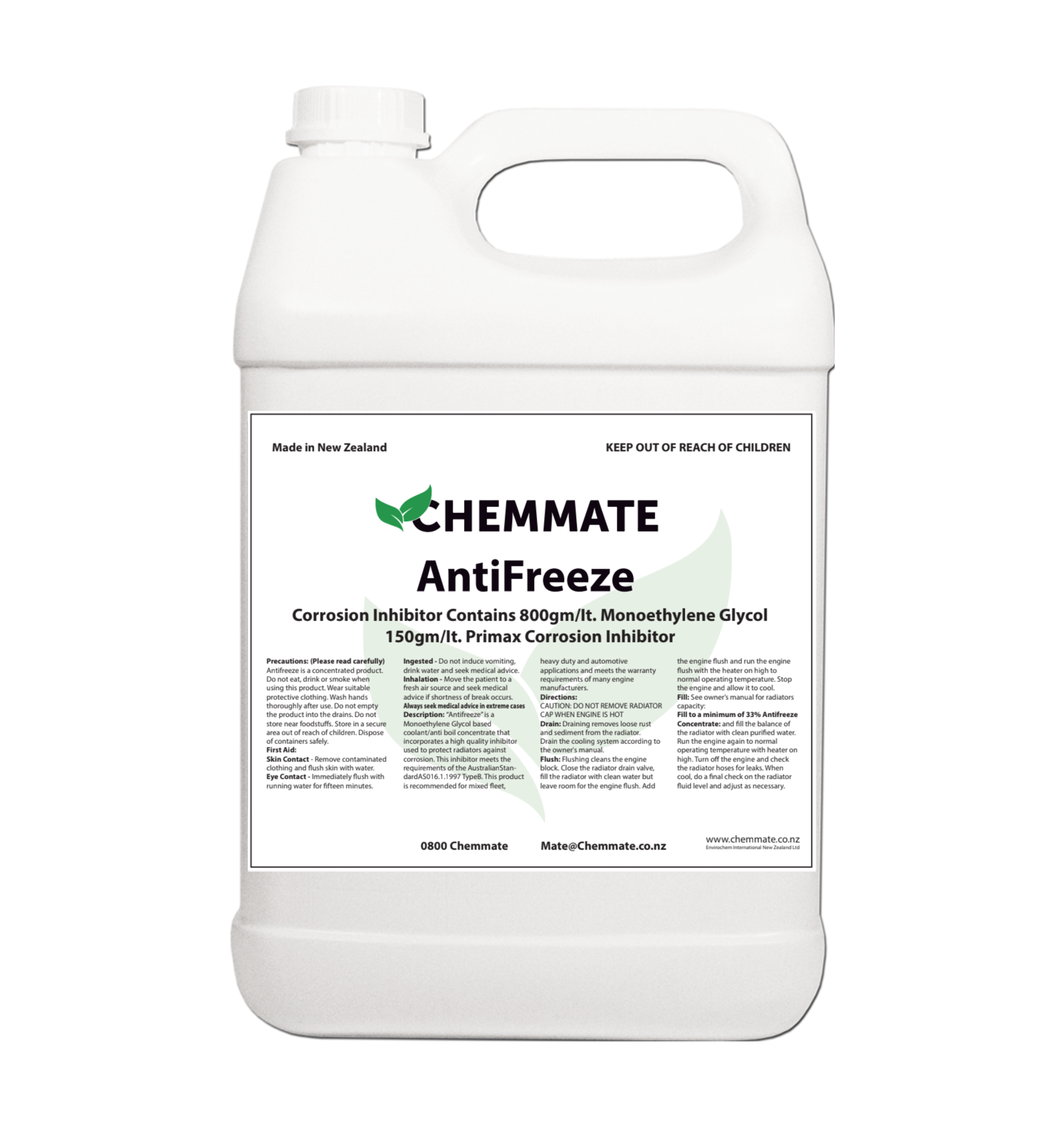 AntiFreeze Monoethylene Glycol Engine Coolant 5L - Chemmate NZ