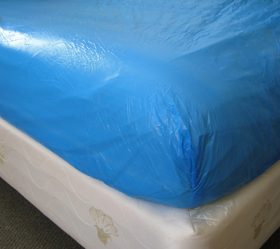 Mattress Protector Fitted Single Sheet (Blue Plastic)