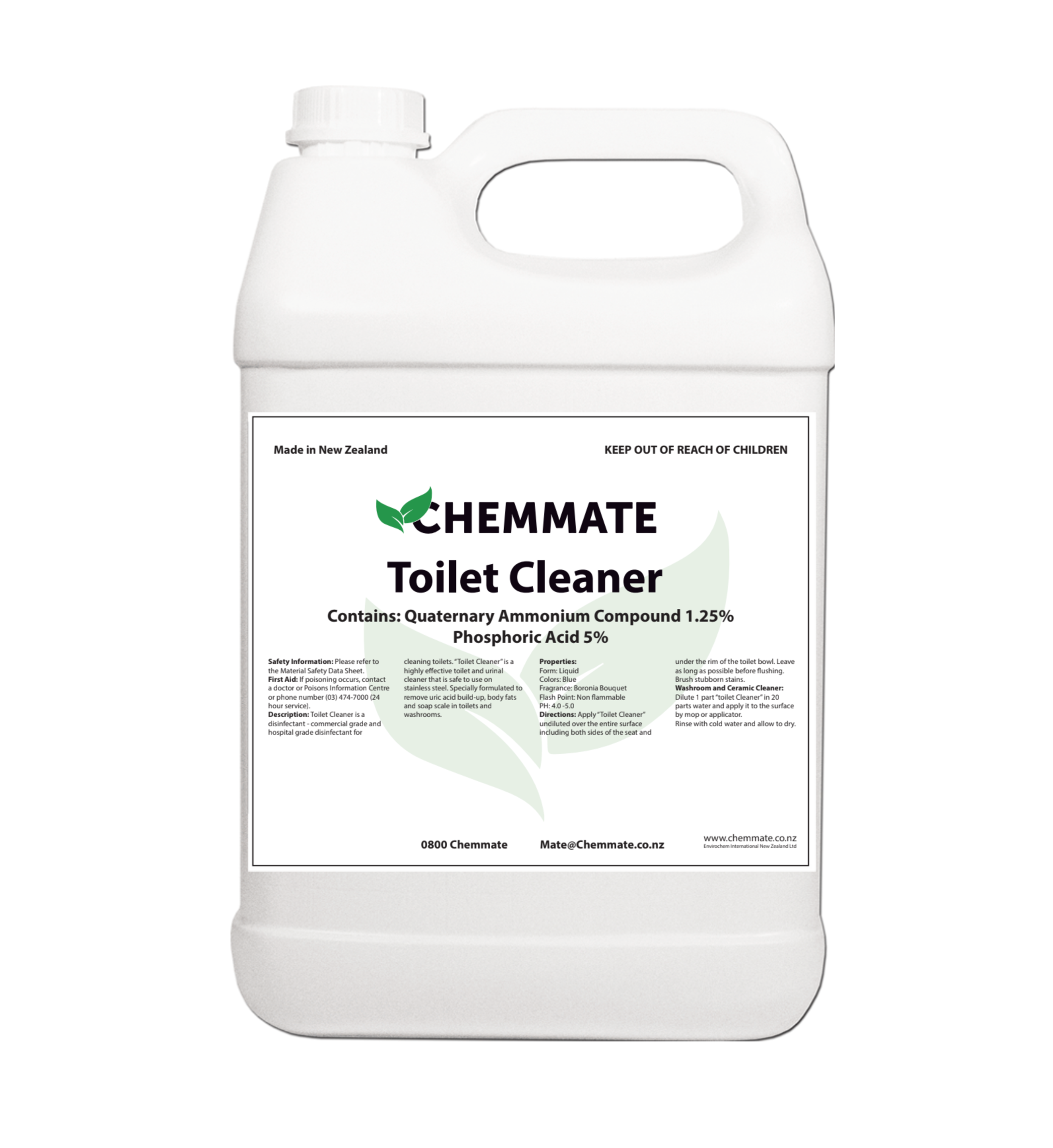 Toilet Cleaner Commercial Hospital Grade Disinfectant 5L - Chemmate NZ